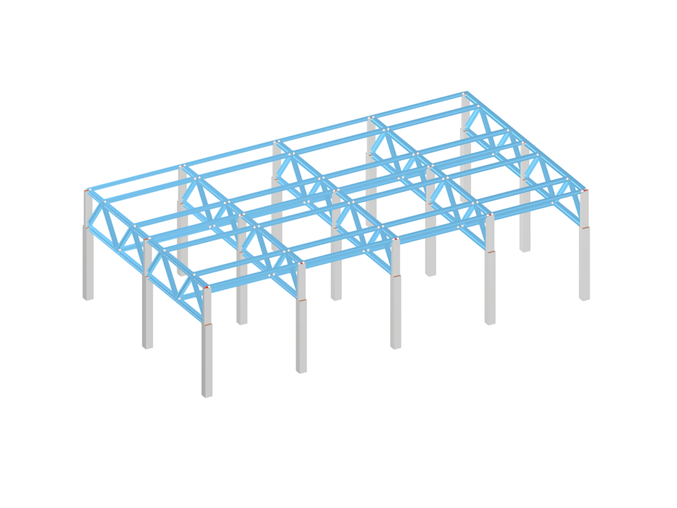 The hall, made of steel and reinforced concrete, shows the structure and use of materials.
