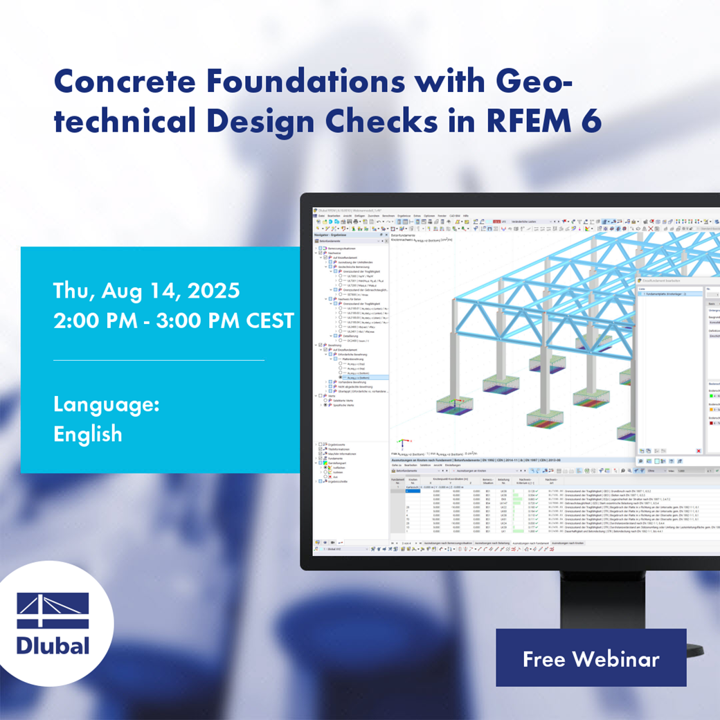 Geotechnical design analysis of concrete foundations using RFEM 6 software tools.