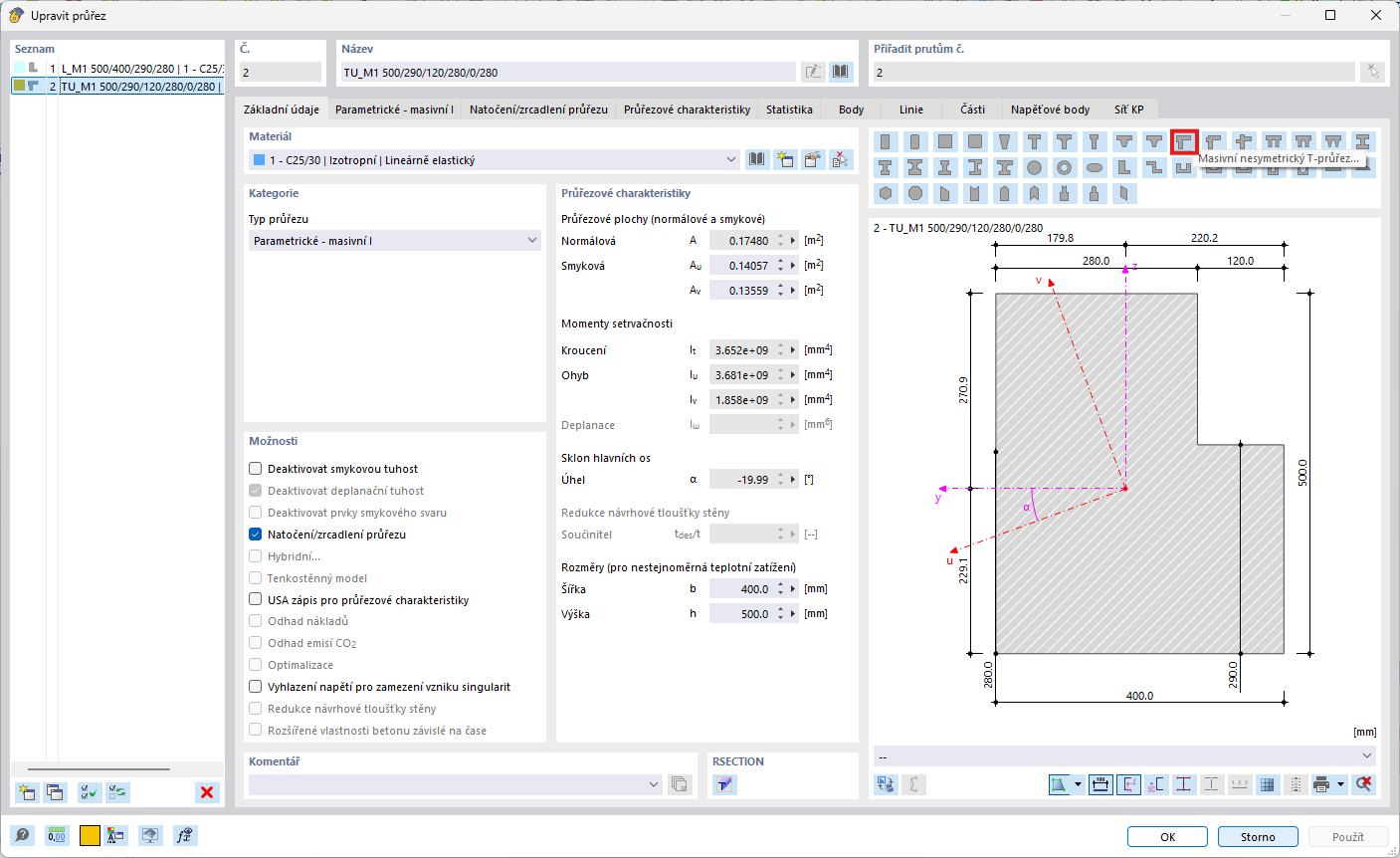 FAQ 005698 | I have created a massive L-section using the cross-section library. When I design it, the program tells me that it is an invalid cross-section. How should I design this section?