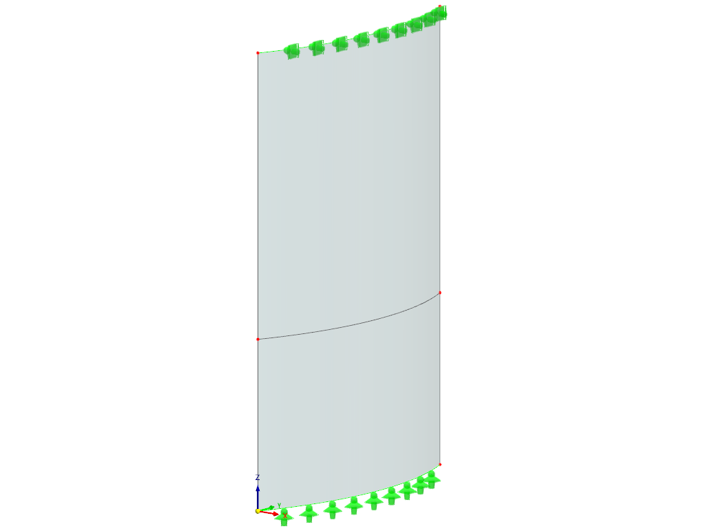 A curved laminated glass panel is designed according to the ASTM E1300-24 standard.