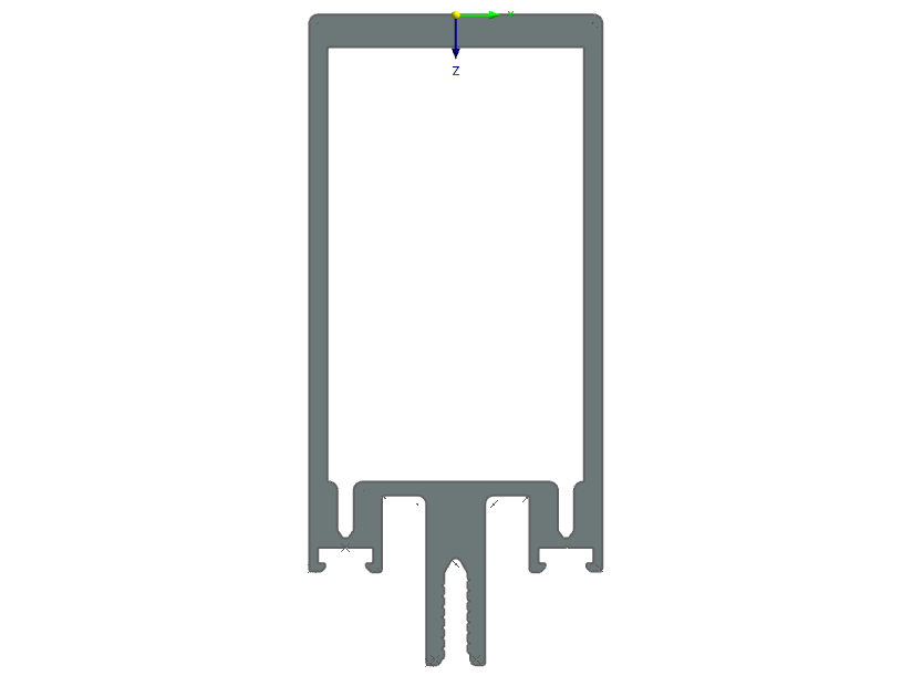 Aluminum extrusion created using DXF import with ADM 2020 materials assigned.