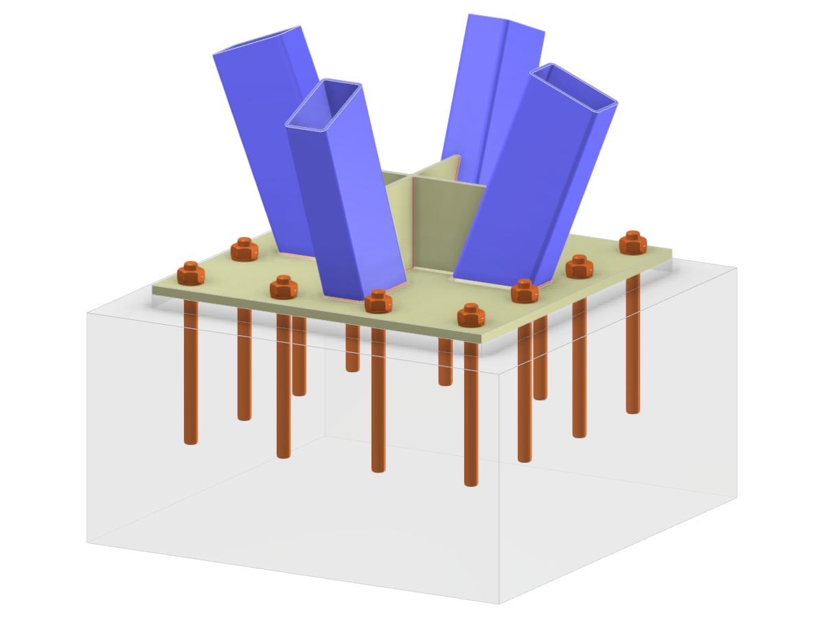 Model 005839 | Column Base with Four Inclined RHS Columns
