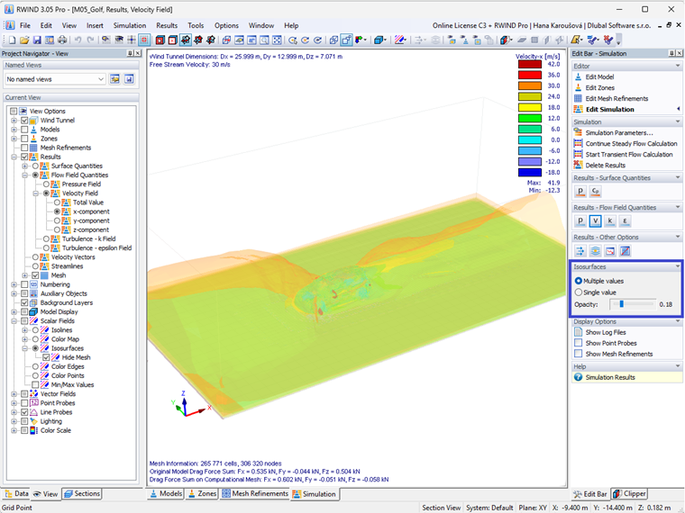 Isosurfaces of scalar field results