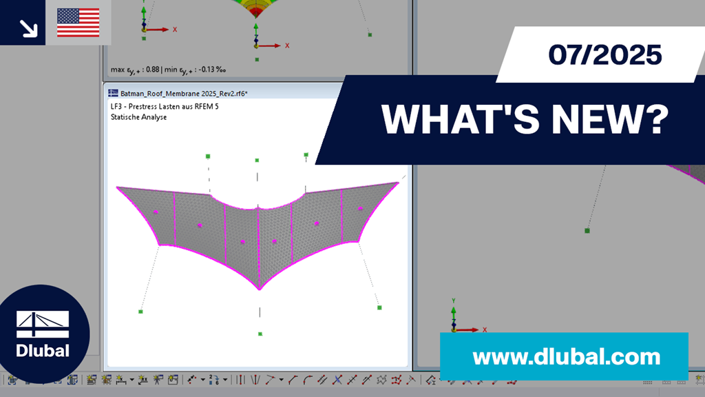 Display of an analysis model with a focus on prestressing elements, showing stability.