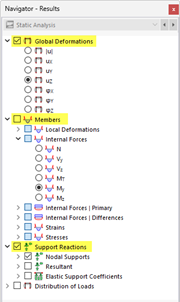 Selecting results in the navigator for members with tendons