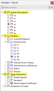 Selecting results in the navigator for members with tendons