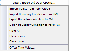 Import, Export and Other Options in time-varying inlet boundary condition