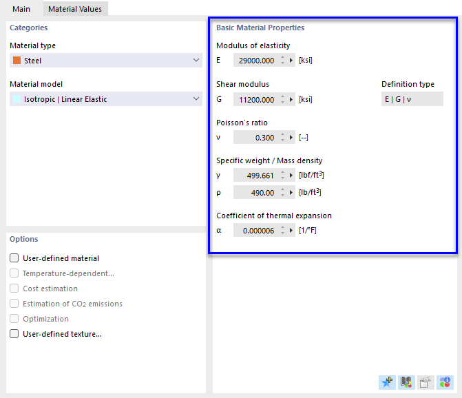 Section "Basic Material Properties"