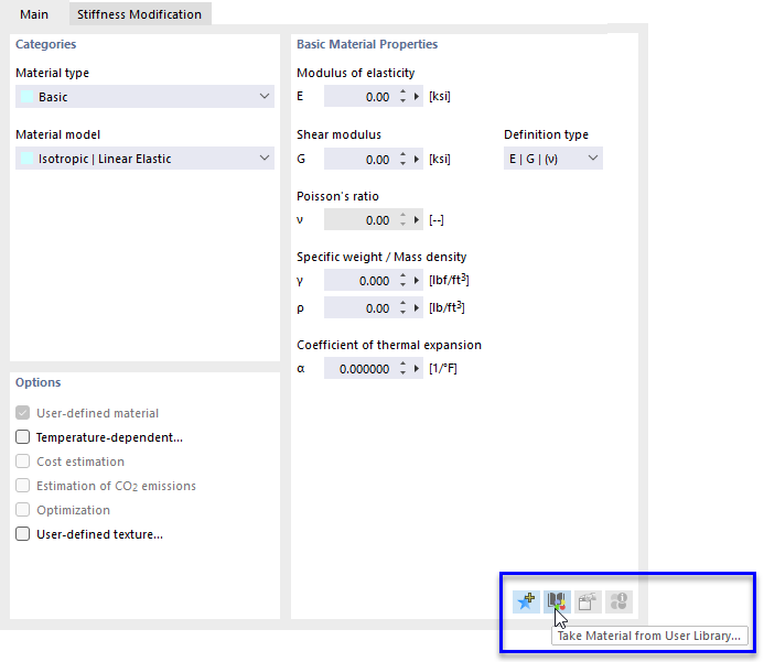 Importing User-Defined Material from Library