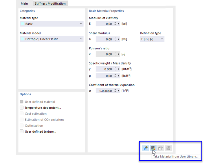 Importing User-Defined Material from Library