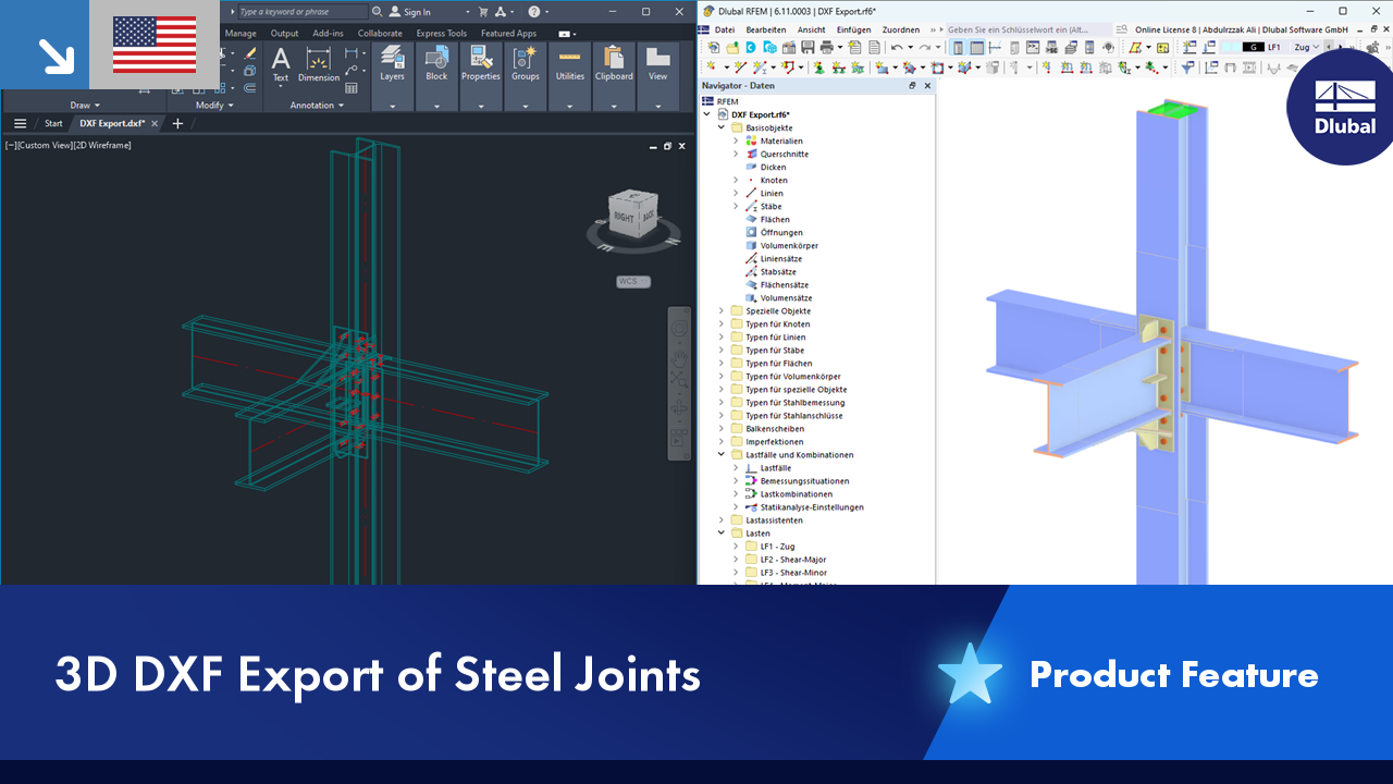 3D DXF Export of Steel Joints | Product Feature