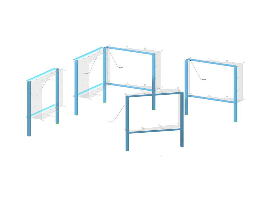 Beam model for demonstrating the input of variable loads using the load wizard from surface loads in construction.