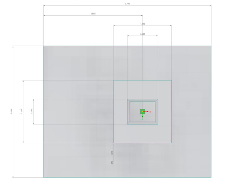 Top view of bucket foundation shows detailed dimensions for structural design.