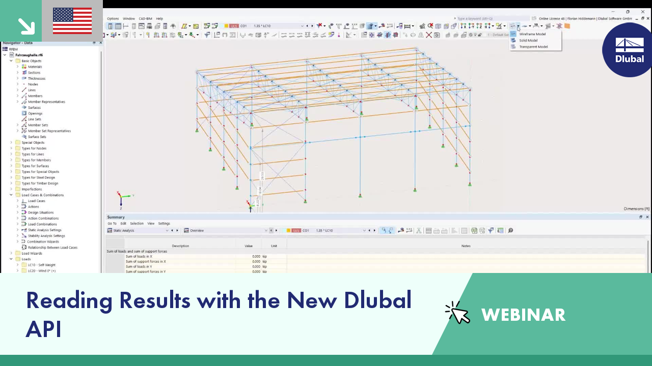 Webinar | Reading Results in RFEM 6 and RSTAB 9 with the New Dlubal API