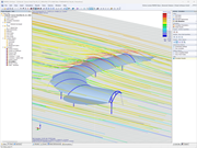 Visualization of wind load on a membrane structure, displayed in a CFD analysis.