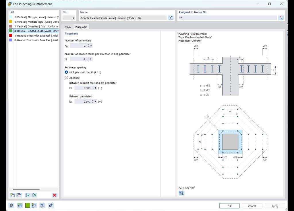 Display of punching shear reinforcement according to ACI and CSA