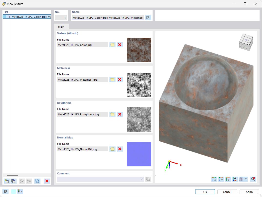 Dialog Box "New Texture"