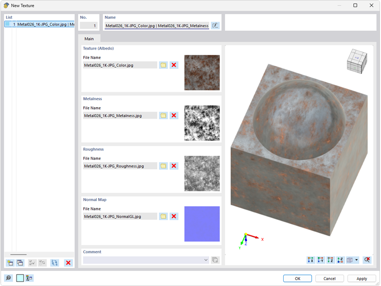Dialog Box "New Texture"