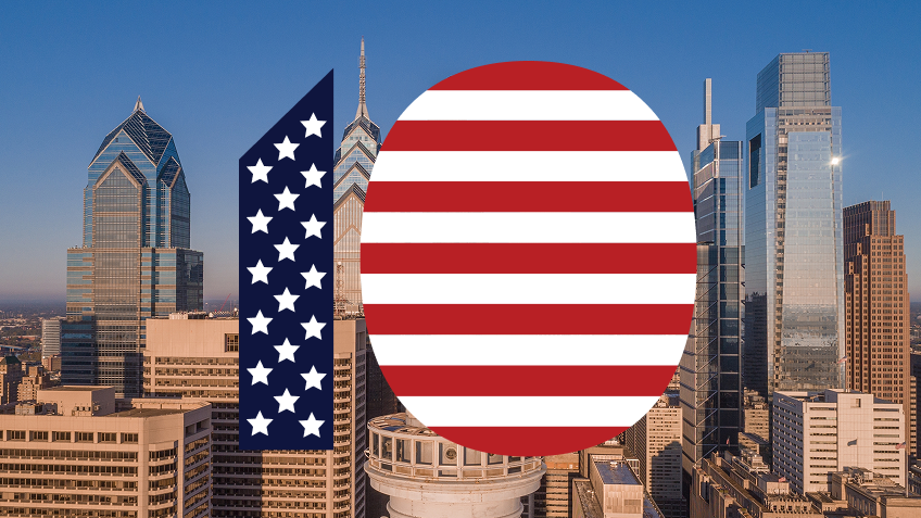 Promotional graphic for the 10th anniversary of the U.S. Dlubal Software branch in Philadelphia