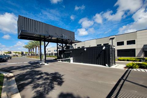 Back view of a modular container structure designed with precision by Modular Structural Consultants LLC.