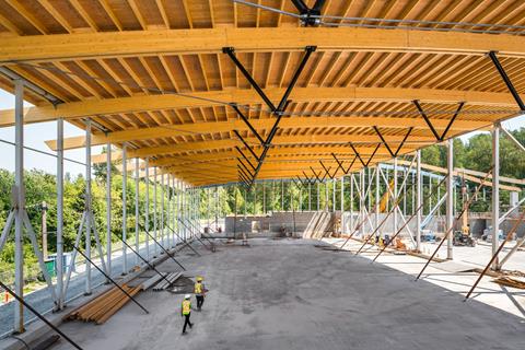 Sports Complex During Construction (© StructureCraft Builders Inc.)