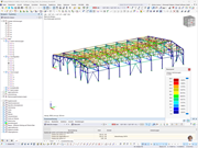Deformation analysis of a steel structure displayed in RFEM.