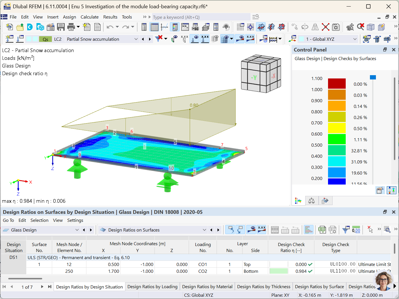partial snow accumulation on glass solar modules in RFEM 6