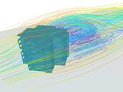 Detailed view of the complex structure of Heimdalsporten with elements of modern architectural design.