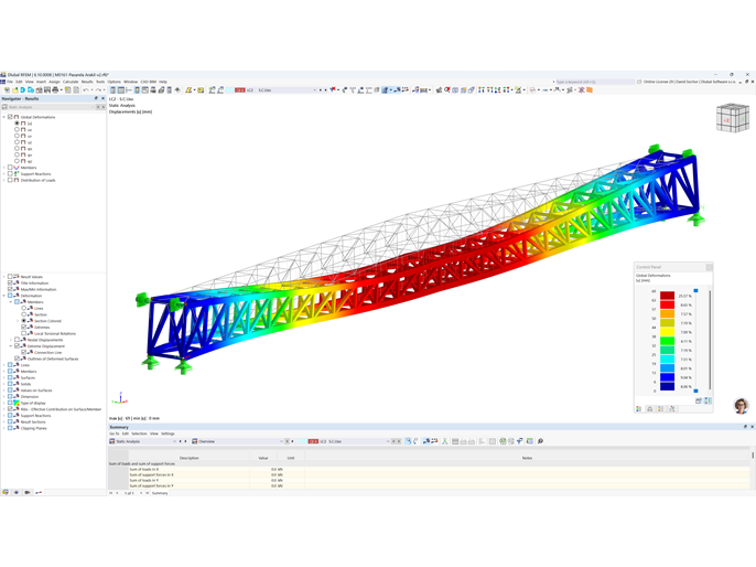 Simulation of movements on a footbridge under overload conditions.