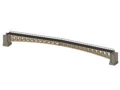 Detailed view of a footbridge designed in cadwork, highlighting its structure and natural timber materials.