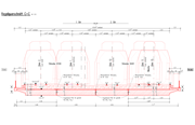 Technical drawing of the standard cross-section of a bridge by Obermeyer Holding GmbH.