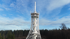 Hexenbesen Tower in the Harz Mountains, an impressive steel structure with a spiral design