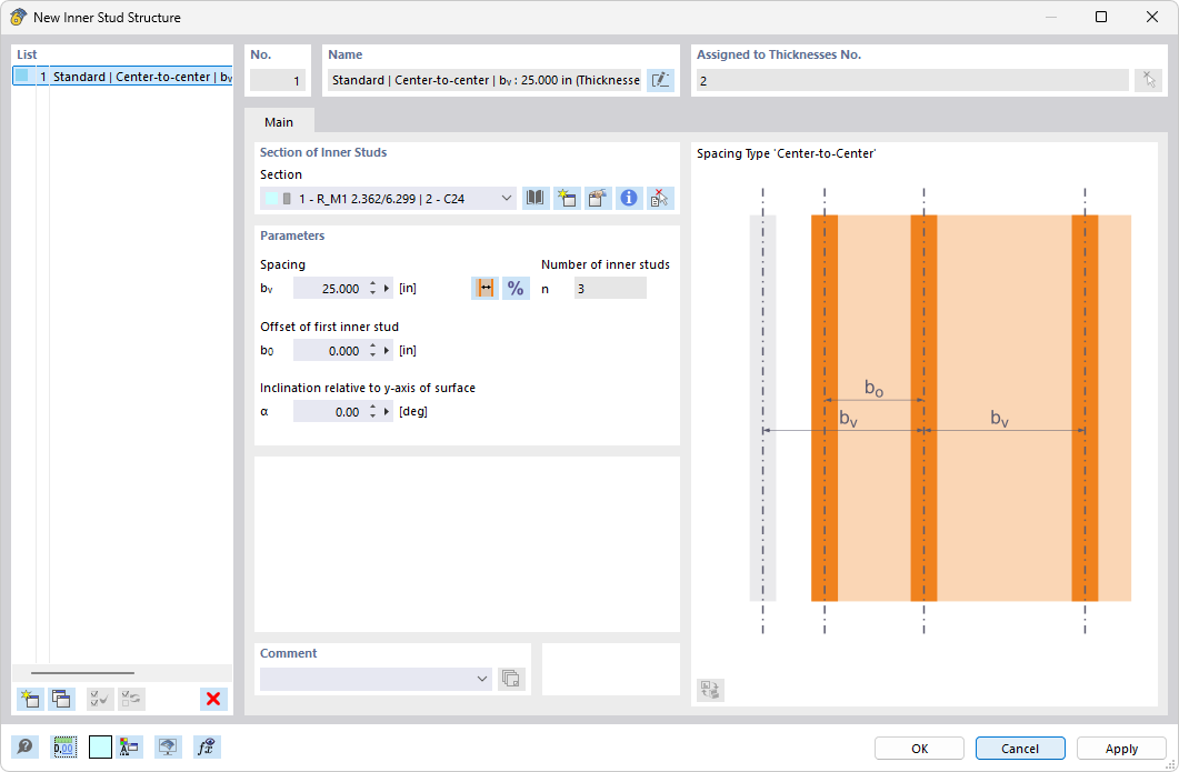 Dialog Box "New Structure of Inner Ribs"