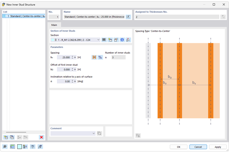 Dialog Box "New Structure of Inner Ribs"