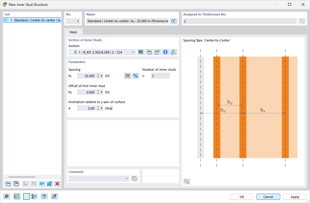 Dialog Box "New Structure of Inner Ribs"