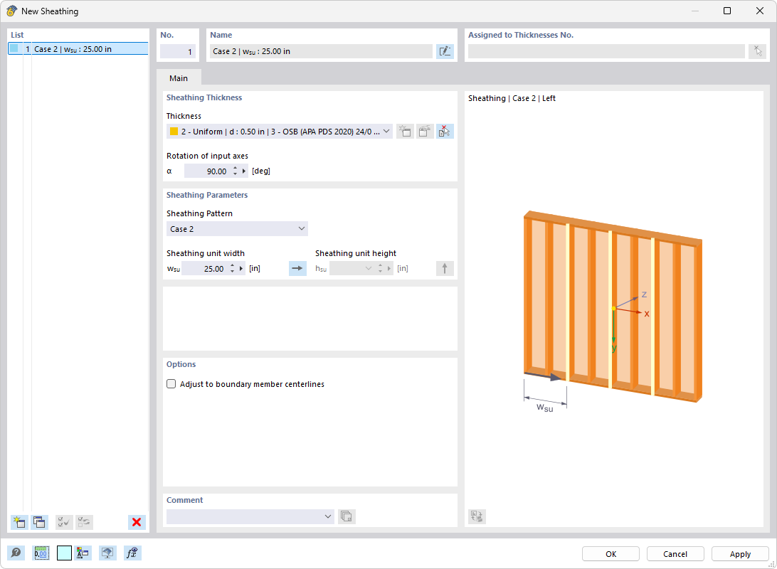 Dialog Box "New Sheathing"