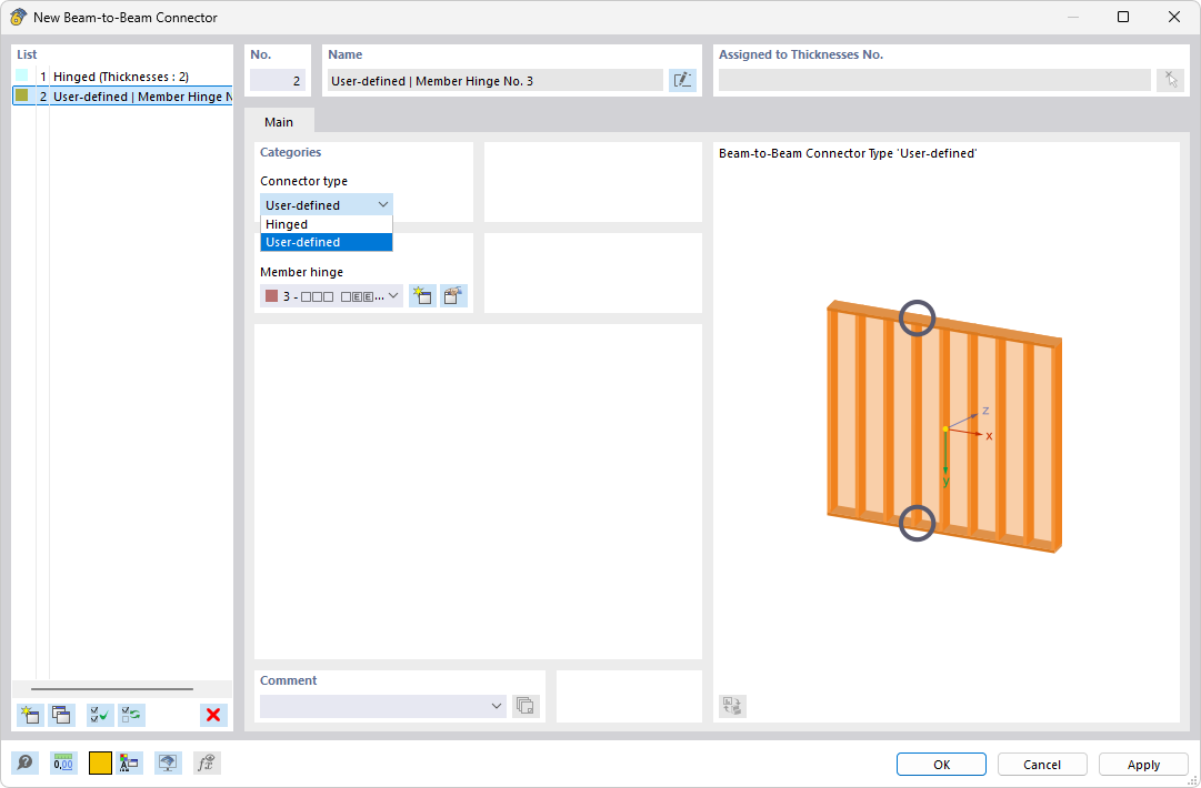 Dialog Box "New Rib-Rib Connector"