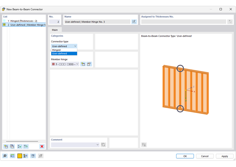 Dialog Box "New Rib-Rib Connector"