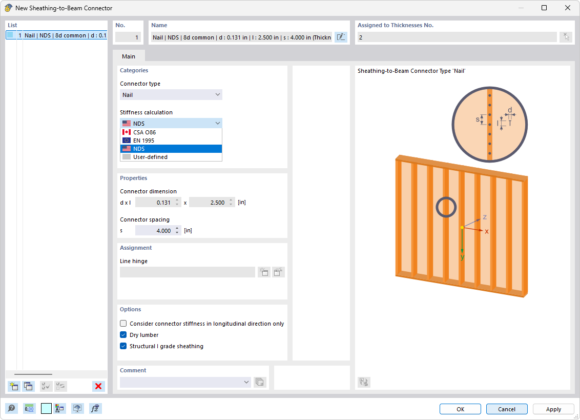 Dialog Box "New Sheathing-Rib Connector"