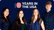 The American team from the Philadelphia office celebrates their U.S. subsidiary's 10th anniversary, with a special graphic in the background.