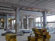 Reinforcement of the ceiling structure of the parking garage at the Westfield Černý Most shopping mall in Prague.