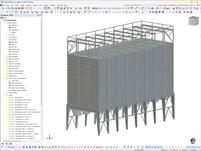 3D visualization of a silo structure created in the RFEM software.