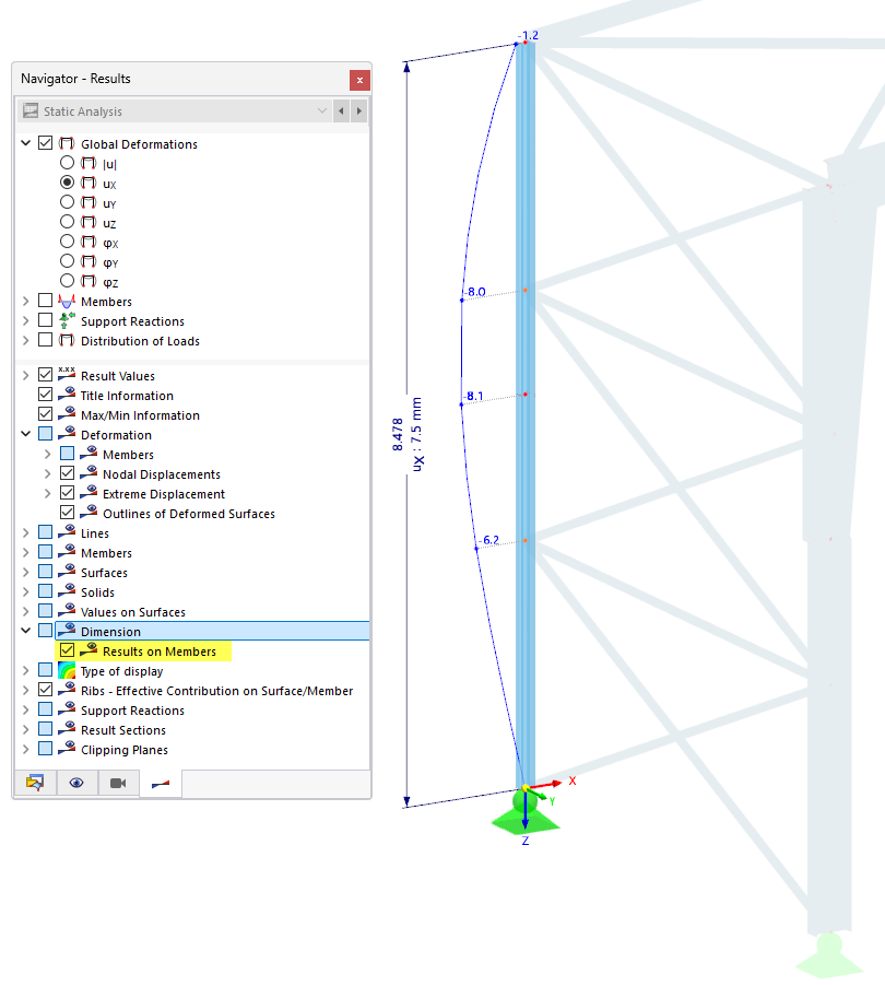 Using dimensions for results