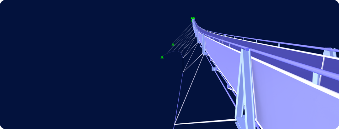 Results of stability analysis of a timber footbridge over the Arakil River using structural analysis software.
