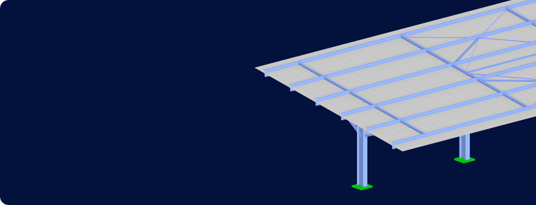 3D model of a photovoltaic roof structure located in Vendée, France, used in solar energy applications.