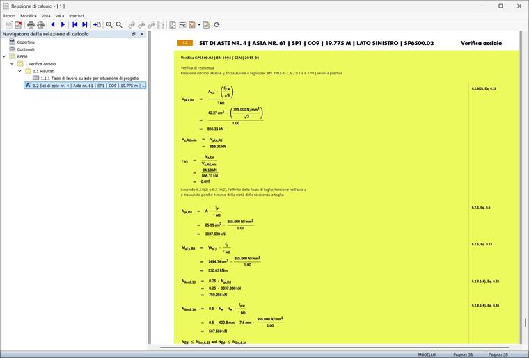 Printout Report: Design Check Details with Formulas in Text
