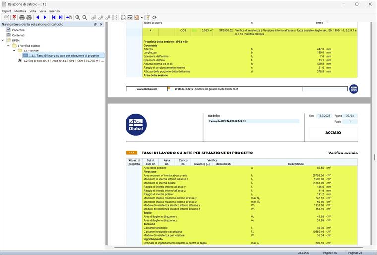 Printout Report: Design Check Details with Formulas in Tables