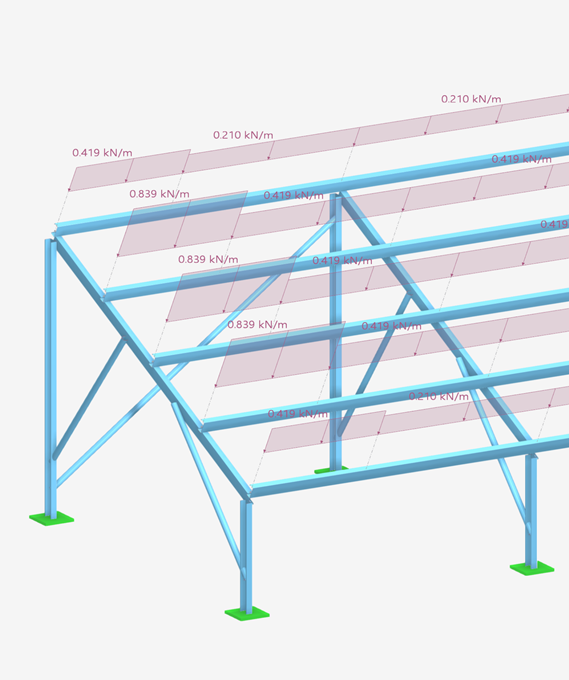 Analysis of wind load impacts on a solar panel structure using RFEM 6.