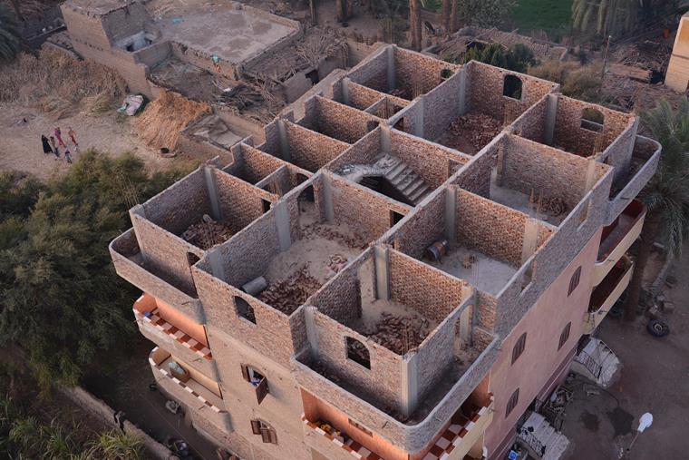 Residential buildings are being constructed in Egypt, mainly along the Nile.