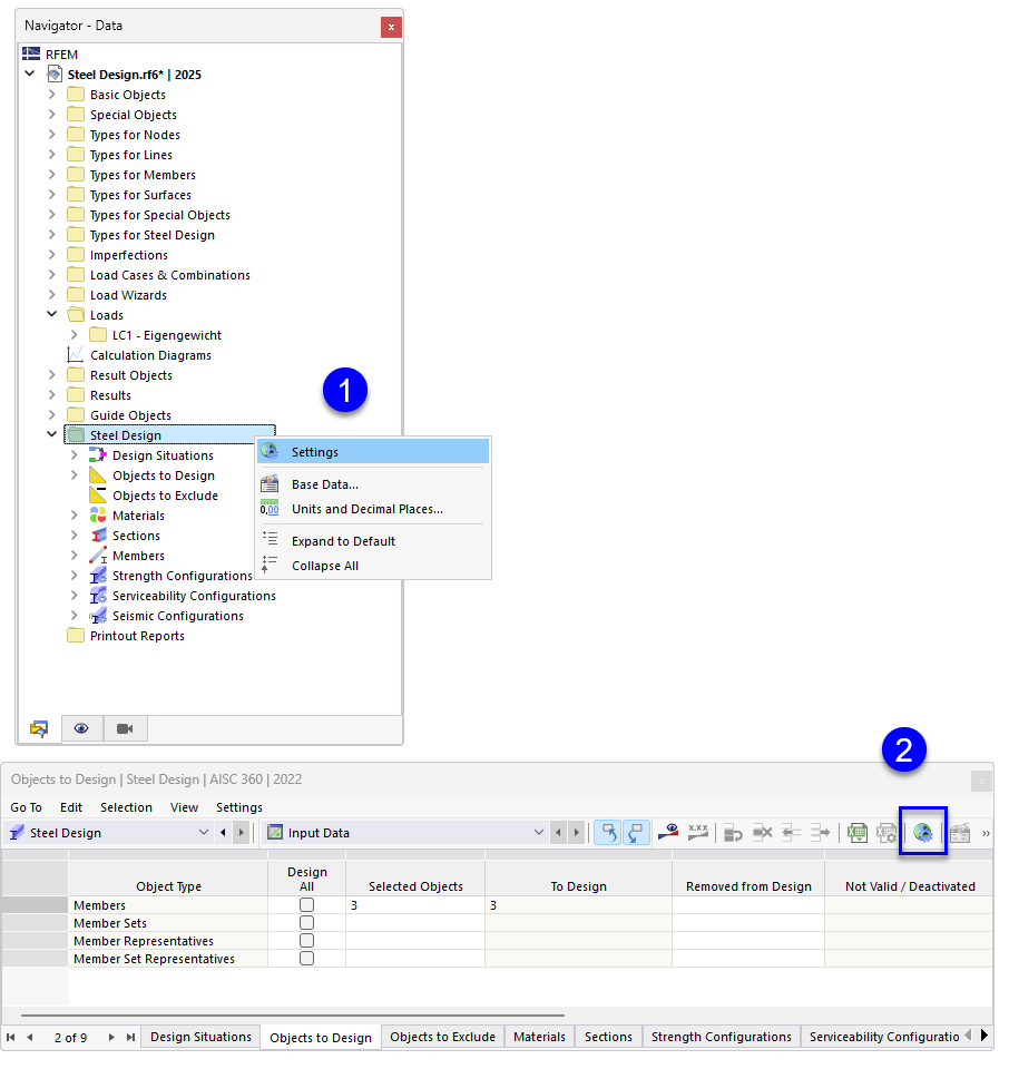 Opening Dialog Box "Global Settings"